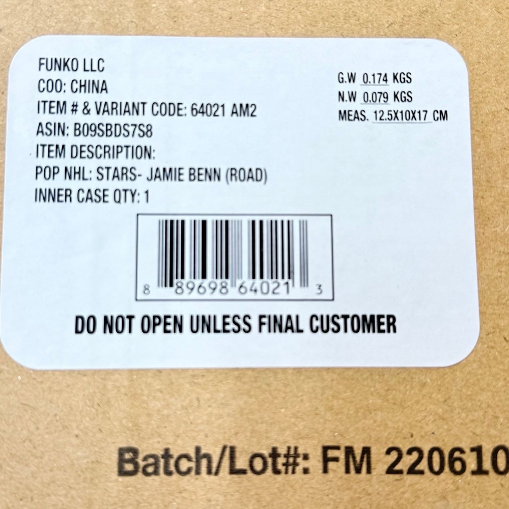 Funko Pop NHL 89 Jamie Benn Dallas Stars Road Jersey New in Factory Sorter Box - Picture 3 of 3